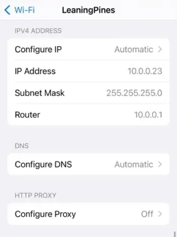 To find your IP address on your iPhone, scroll to 'IP Address' and you'll see yours.