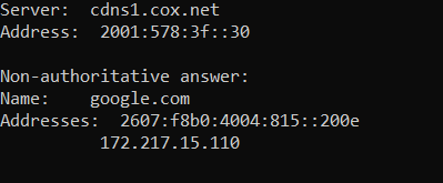 How to find out the IP address of a website with NSLookup Command