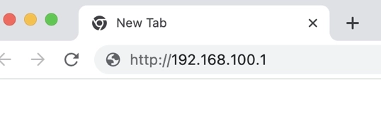 Entering the 192.168.100.1 IP into the address bar